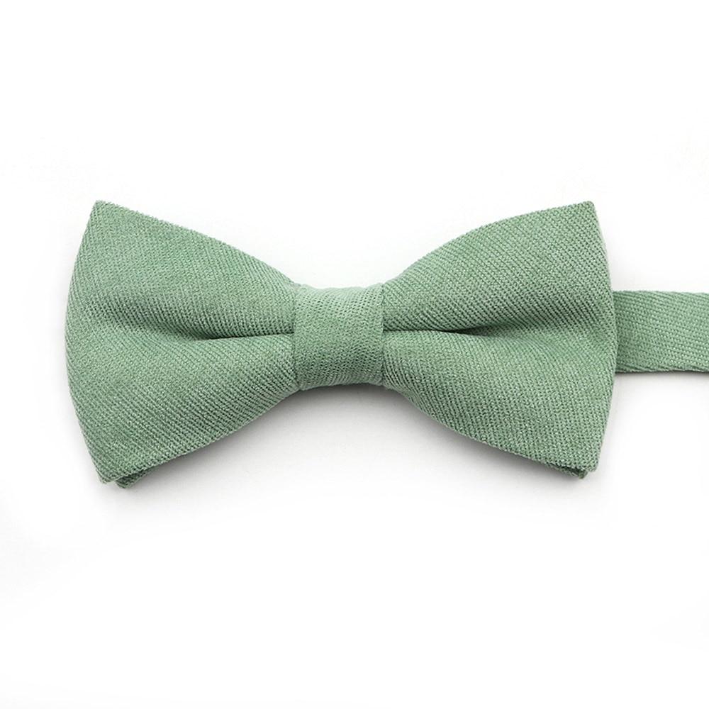 Solid Soft Cotton Bow Tie Pre-Tied GR Green 