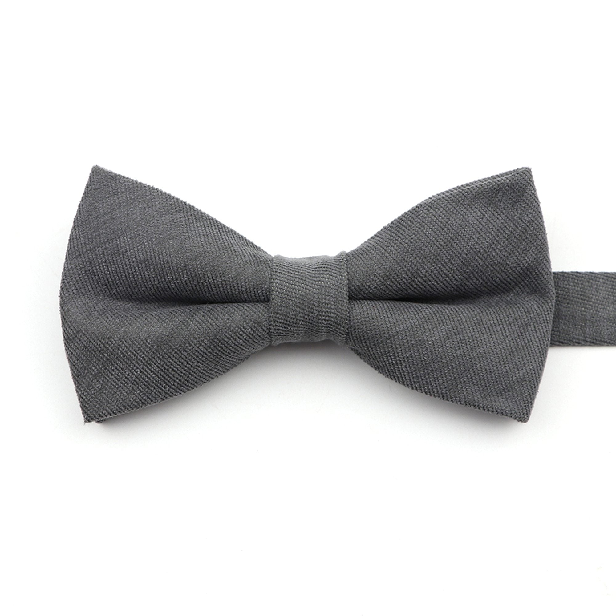 Solid Soft Cotton Bow Tie Pre-Tied GR Grey 