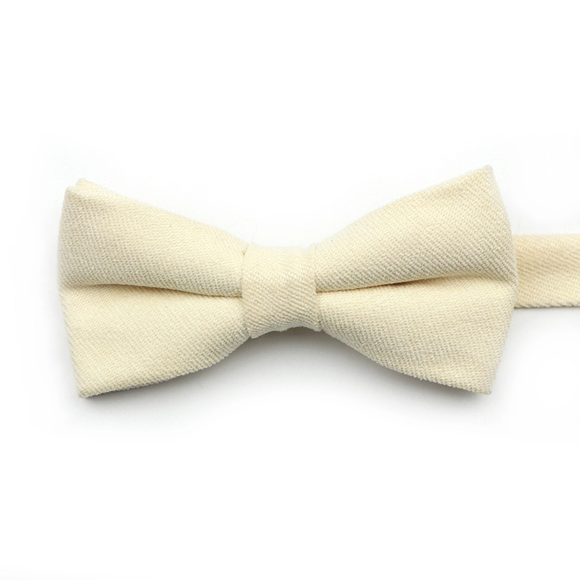 Solid Soft Cotton Bow Tie Pre-Tied GR Ivory 