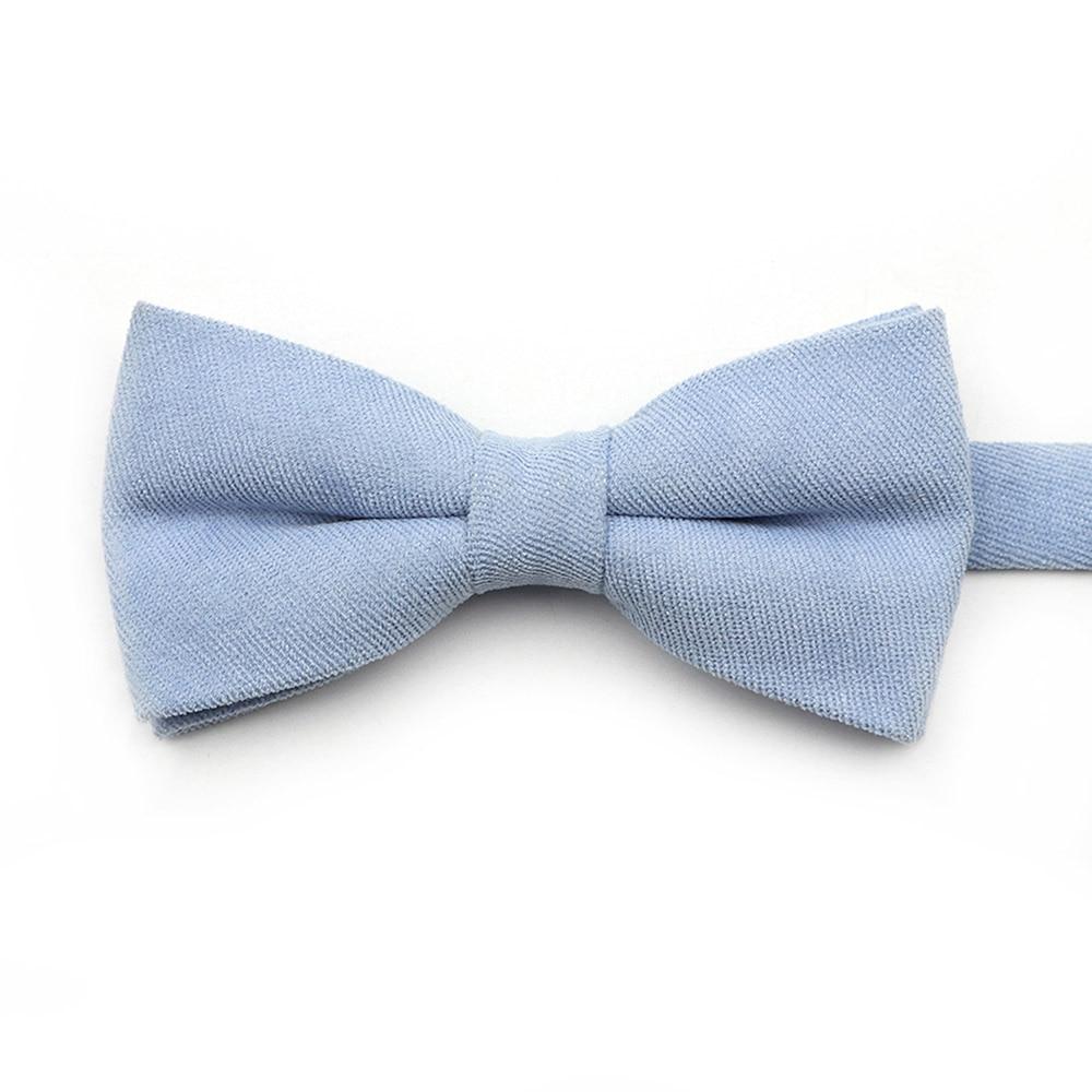 Solid Soft Cotton Bow Tie Pre-Tied GR Light Blue 