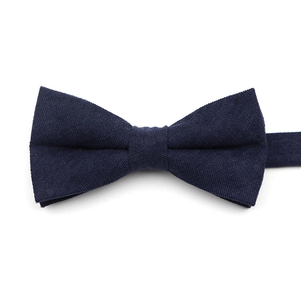 Solid Soft Cotton Bow Tie Pre-Tied GR Navy Blue 