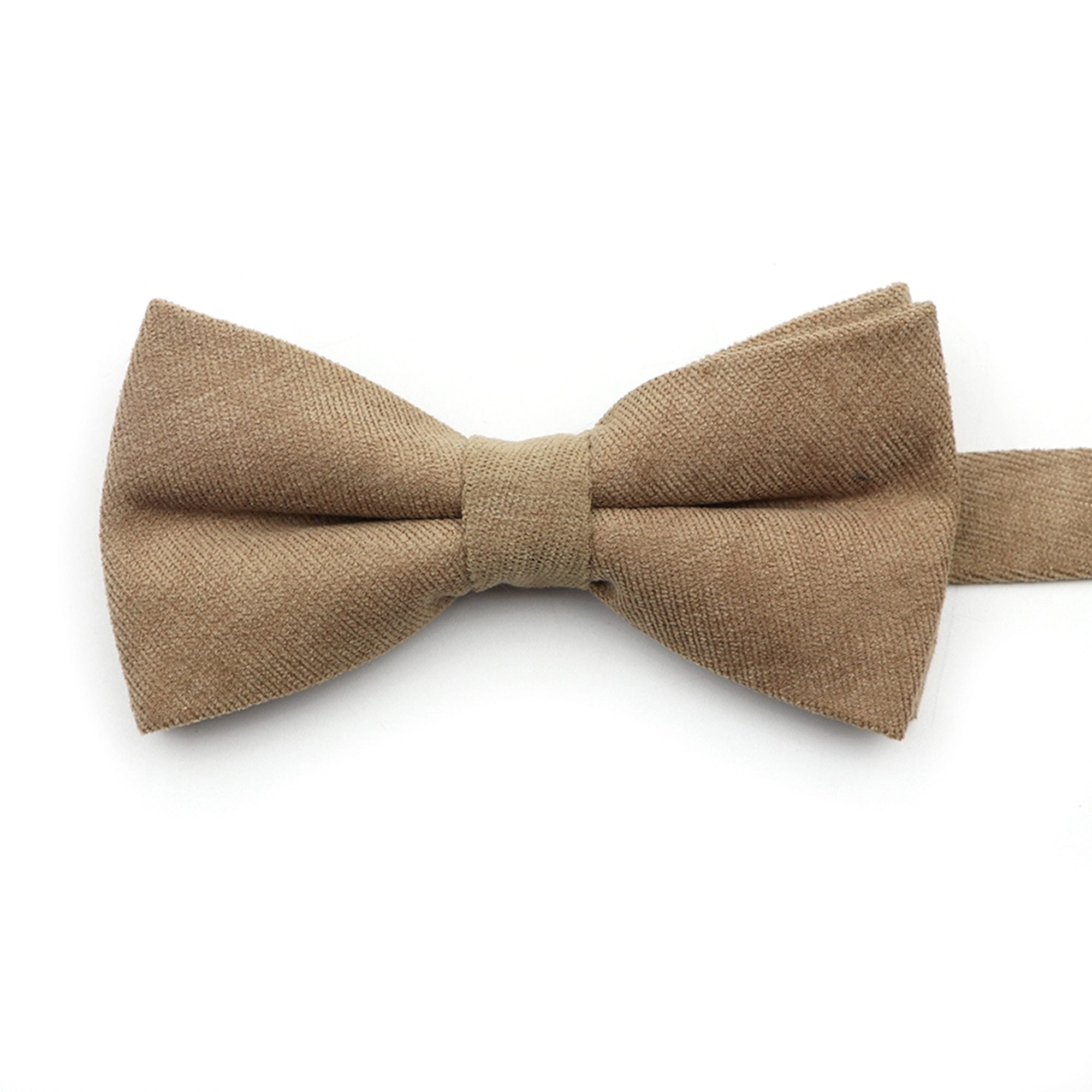 Solid Soft Cotton Bow Tie Pre-Tied GR Sandy Brown 