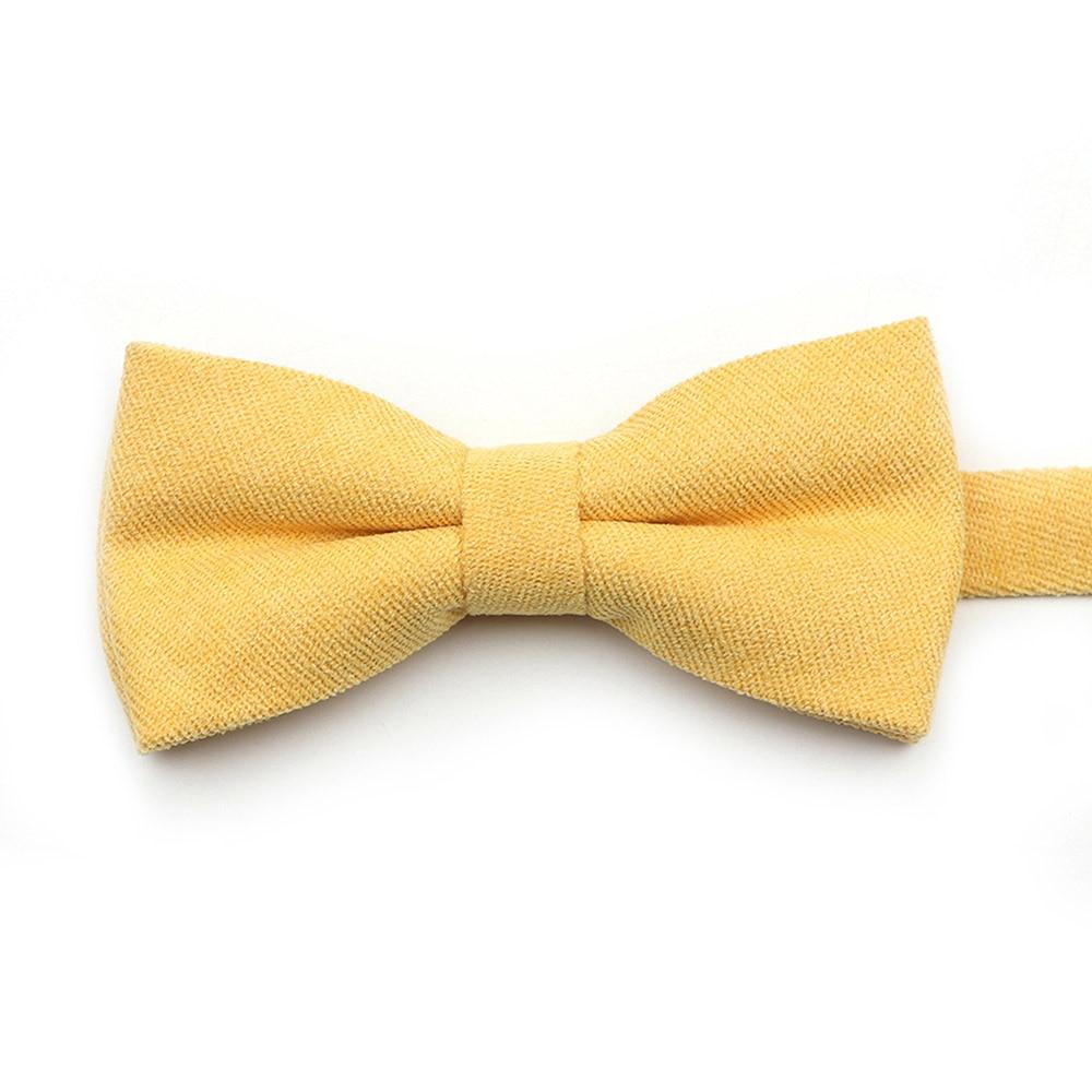 Solid Soft Cotton Bow Tie Pre-Tied GR Yellow 