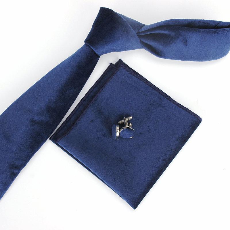 Solid Velvet Tie Set GR Blue 