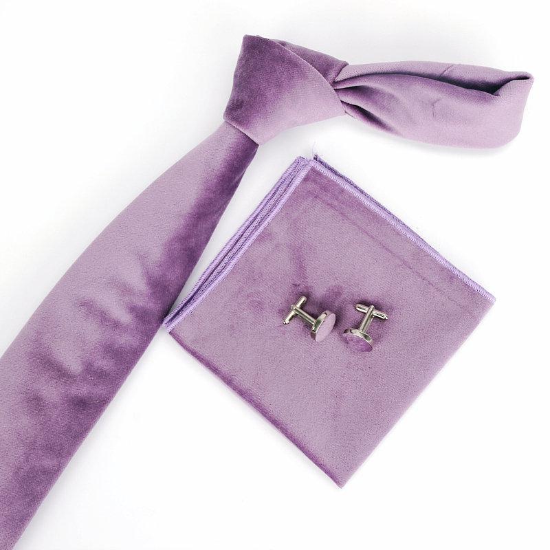 Solid Velvet Tie Set GR Light Purple 
