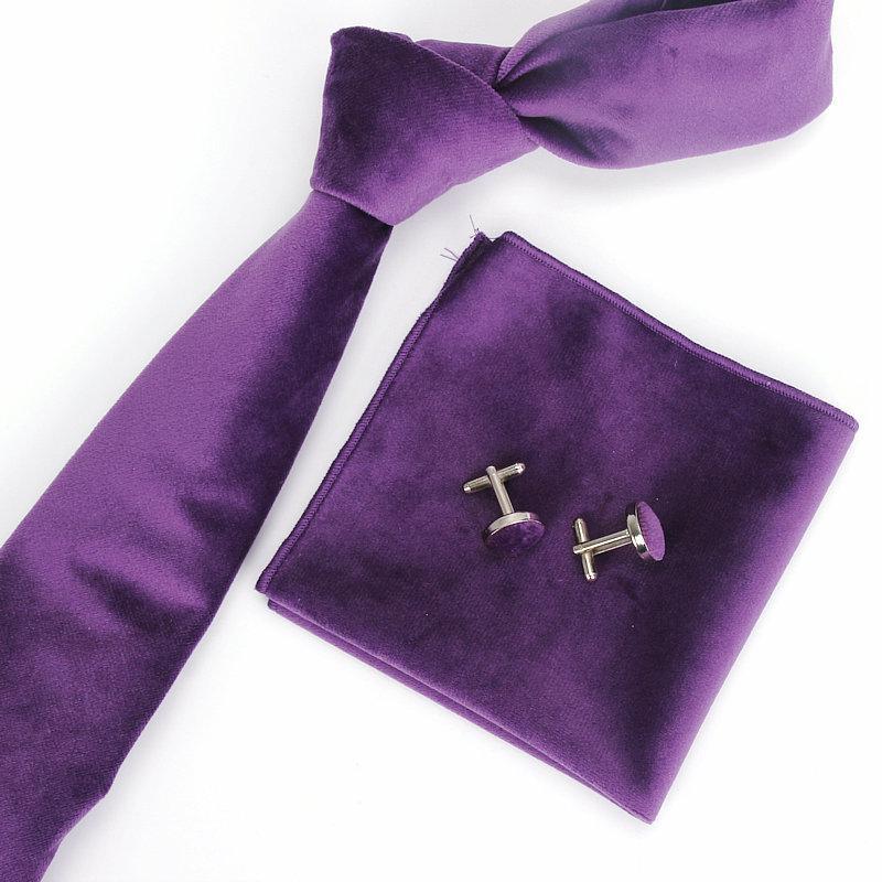 Solid Velvet Tie Set GR Purple 