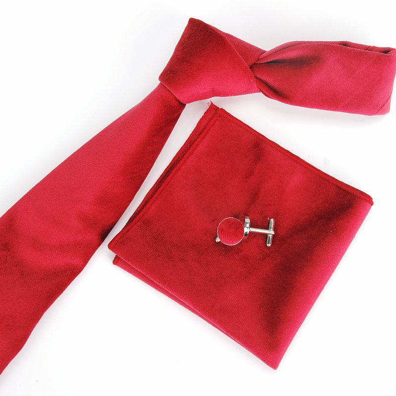 Solid Velvet Tie Set GR Red 