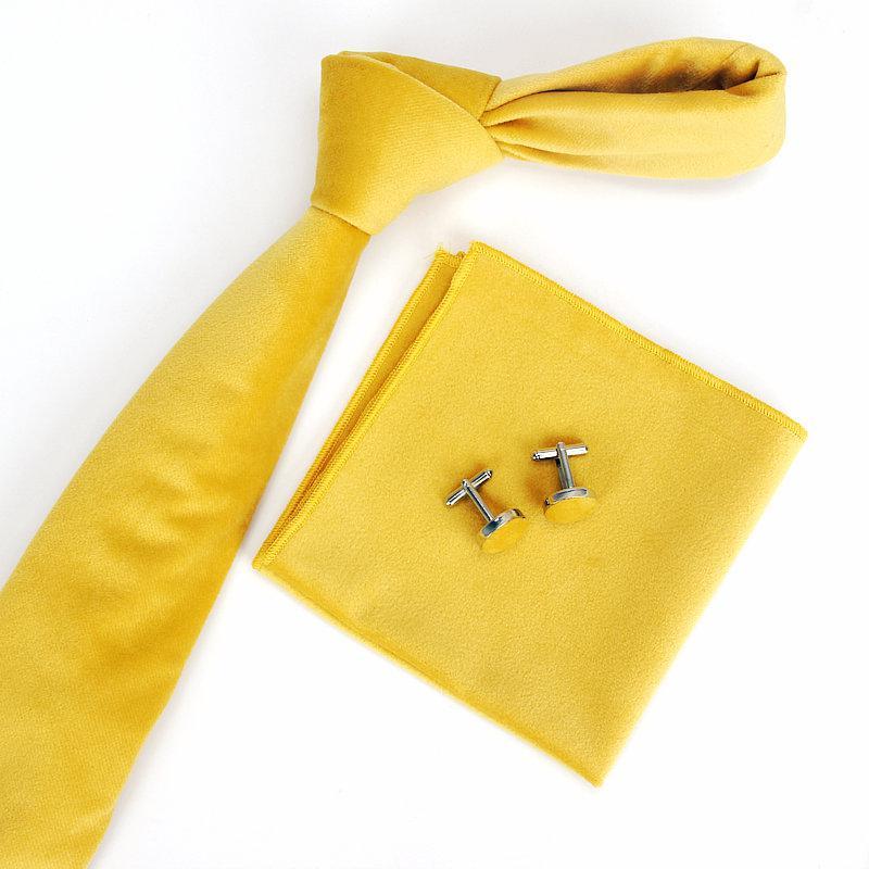 Solid Velvet Tie Set GR Yellow 