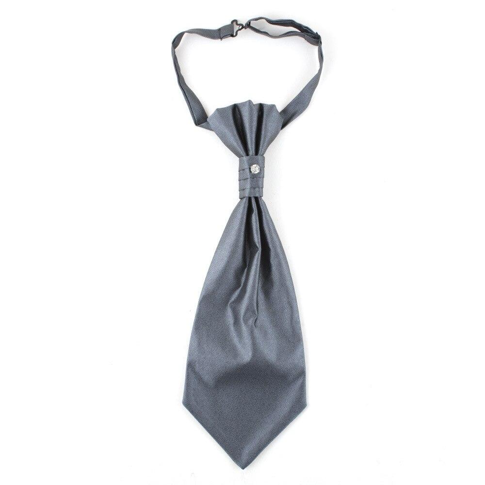 Solid Wedding Ascot Tie Pre-Tied GR Grey 