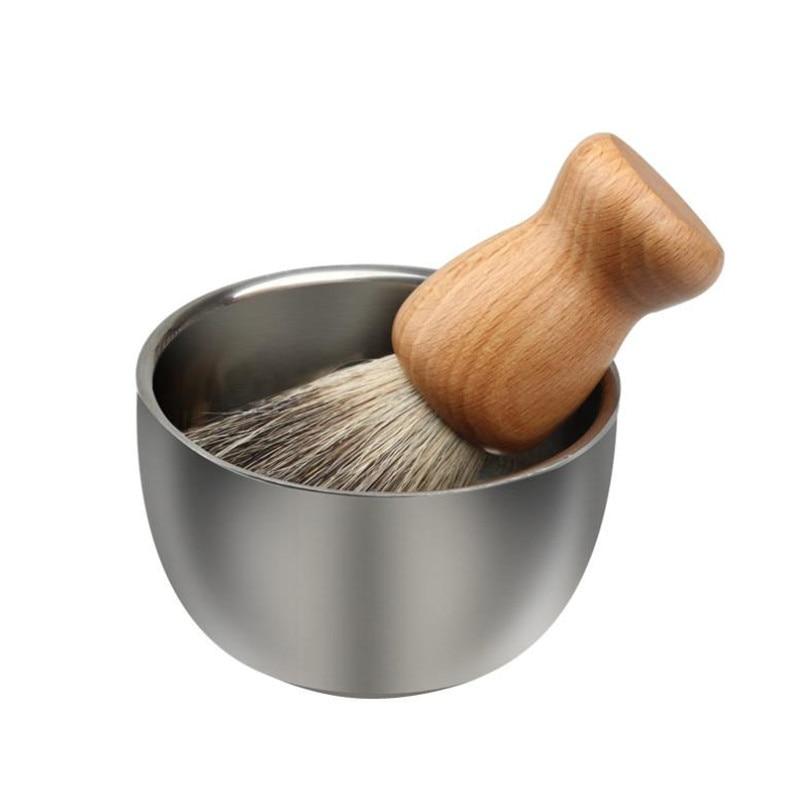 Stainless Steel Shaving Bowl & Brush Stand Set GR 