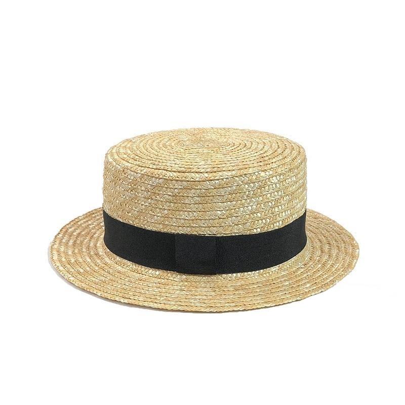 Straw Boater Hat GR Black Headband 56-58 cm 