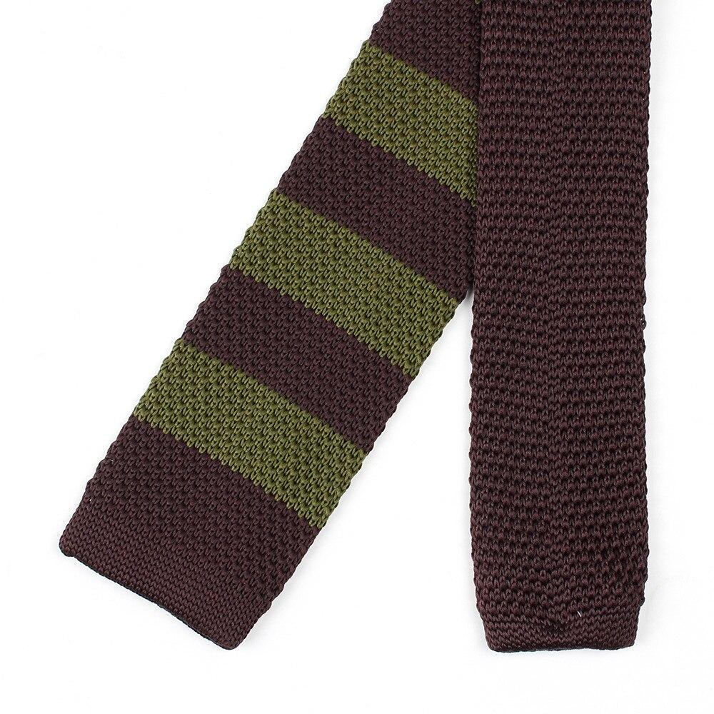 Striped Knitted Flat End Slim Tie GR 