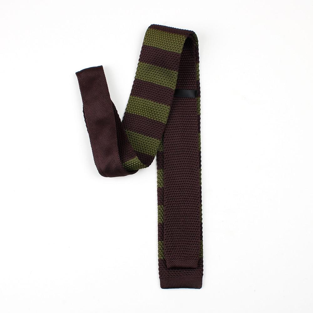 Striped Knitted Flat End Slim Tie GR 