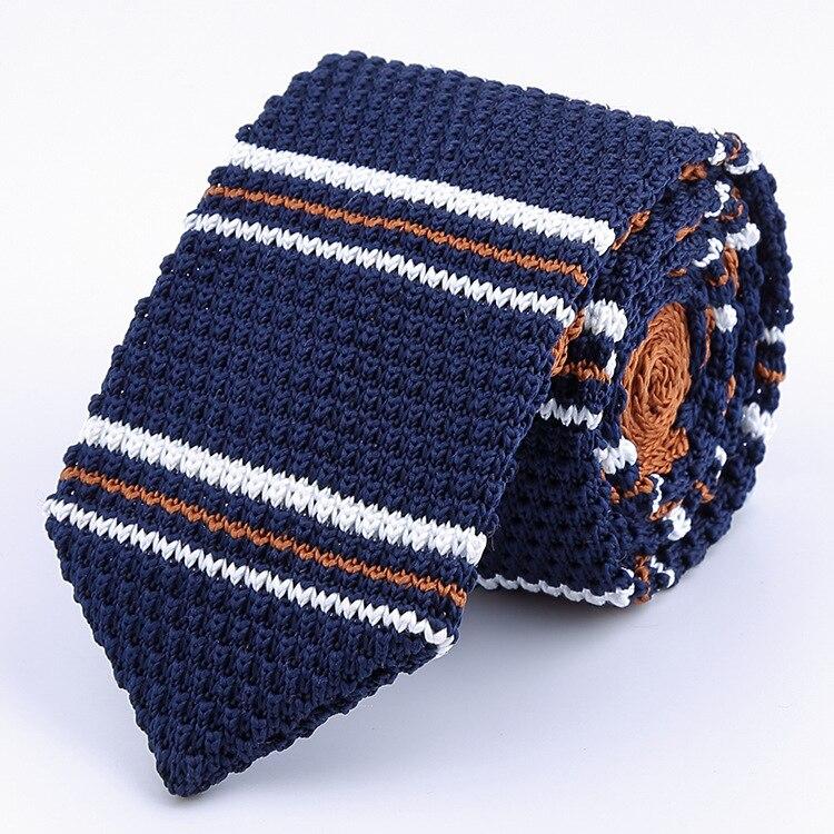 Striped Knitted Tie GR Double Blue 