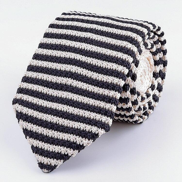 Striped Knitted Tie GR Slim Black& White 
