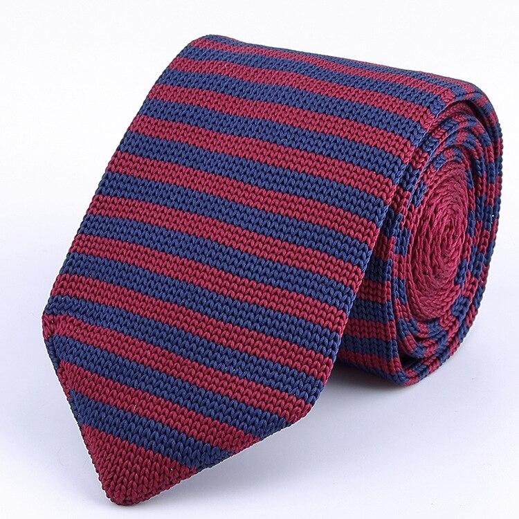 Striped Knitted Tie GR Slim Blue & Red 