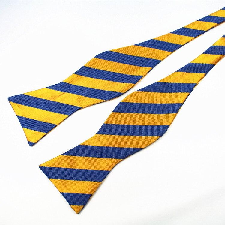 Striped Silk Self-Tie Bow Tie GR Dark Blue 