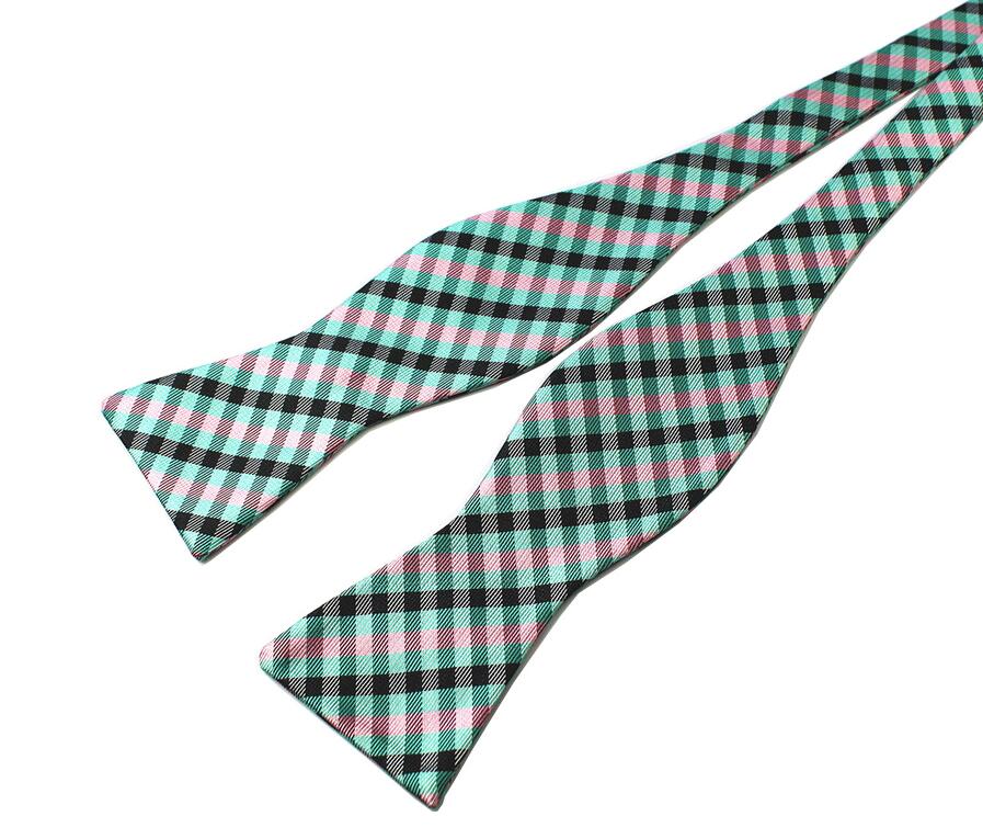 Striped Silk Self-Tie Bow Tie GR Green 