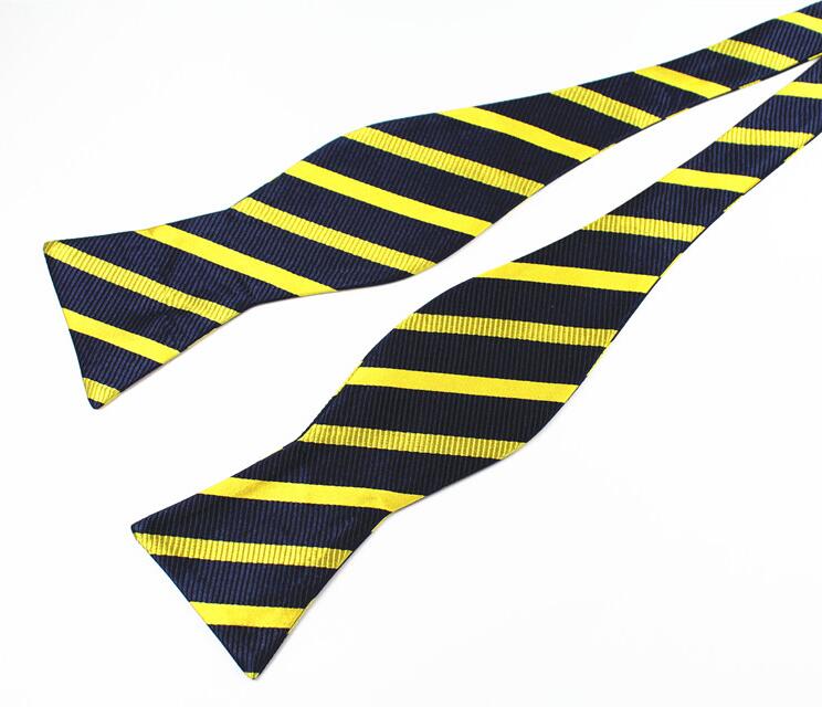Striped Silk Self-Tie Bow Tie GR Yellow 