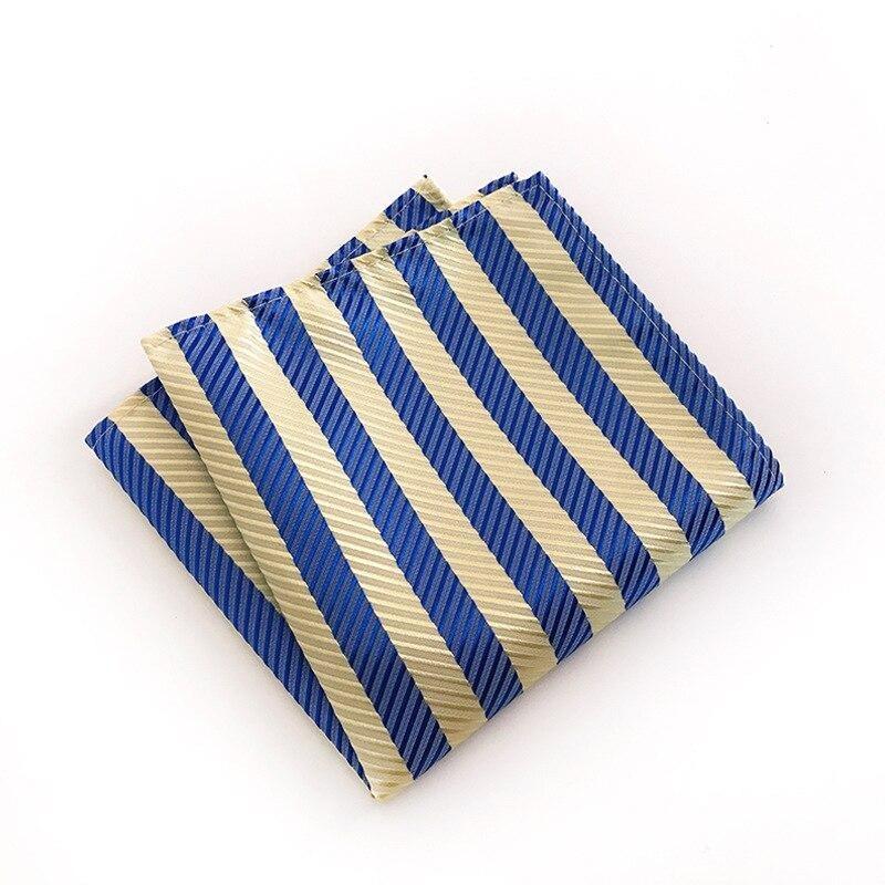 Striped Silk Twill Pocket Square GR Blue 