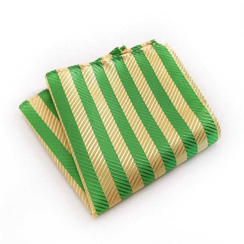 Striped Silk Twill Pocket Square GR Green 