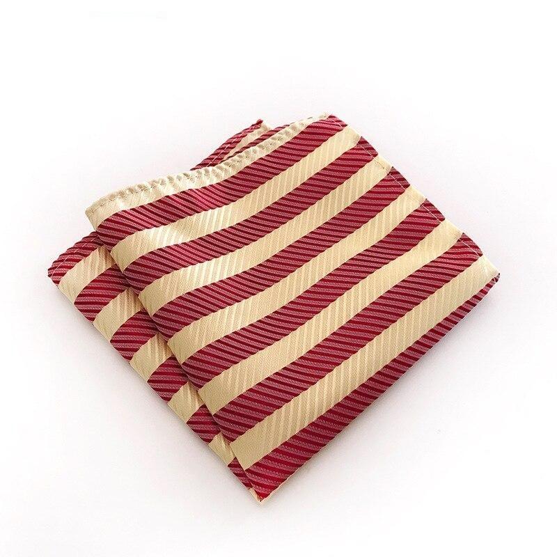 Striped Silk Twill Pocket Square GR Red 