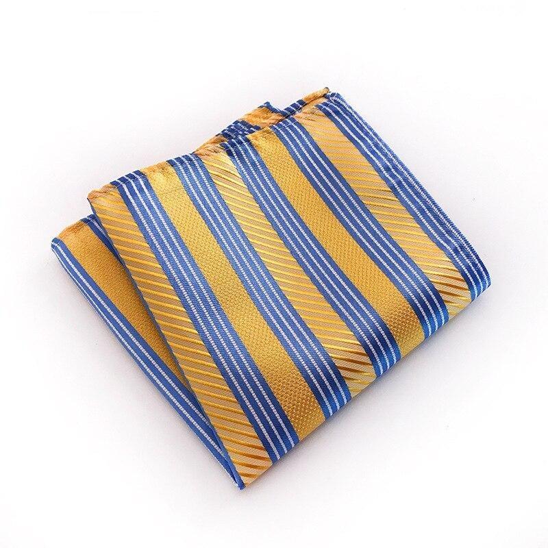 Striped Silk Twill Pocket Square GR Yellow 