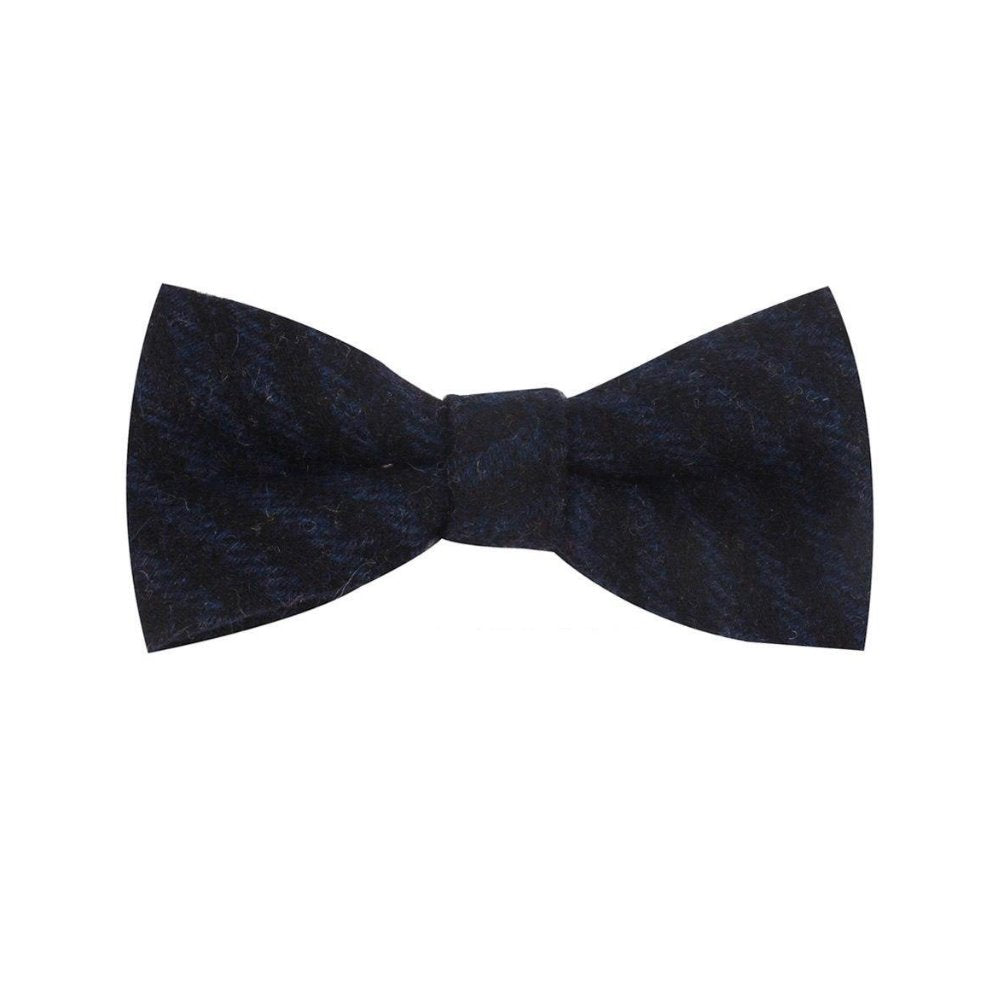 Striped Wool Bow Tie Pre-Tied GR Blue 