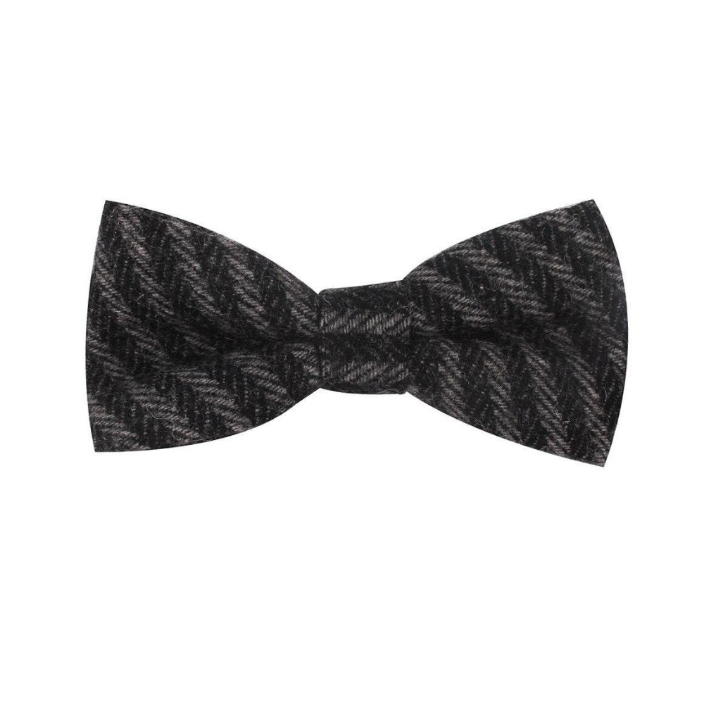 Striped Wool Bow Tie Pre-Tied GR Grey 