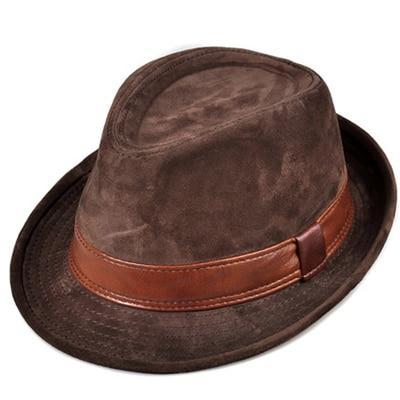 Suede Leather Trilby Hat GR Brown 56 cm 
