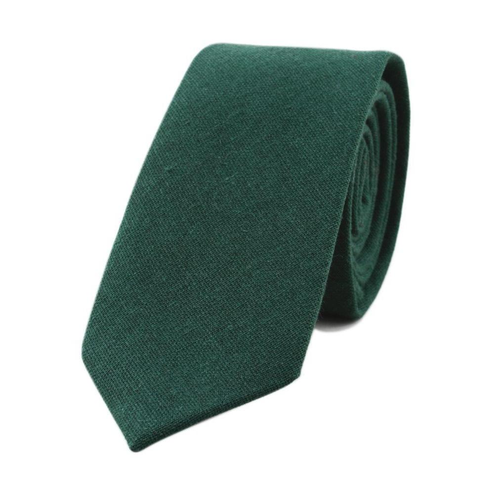 Textured Solid Linen Slim Tie GR Green 
