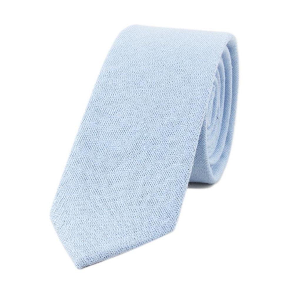 Textured Solid Linen Slim Tie GR Light Blue 