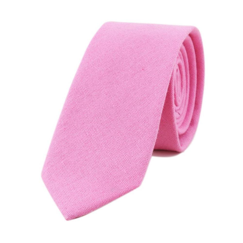 Textured Solid Linen Slim Tie GR Pink 
