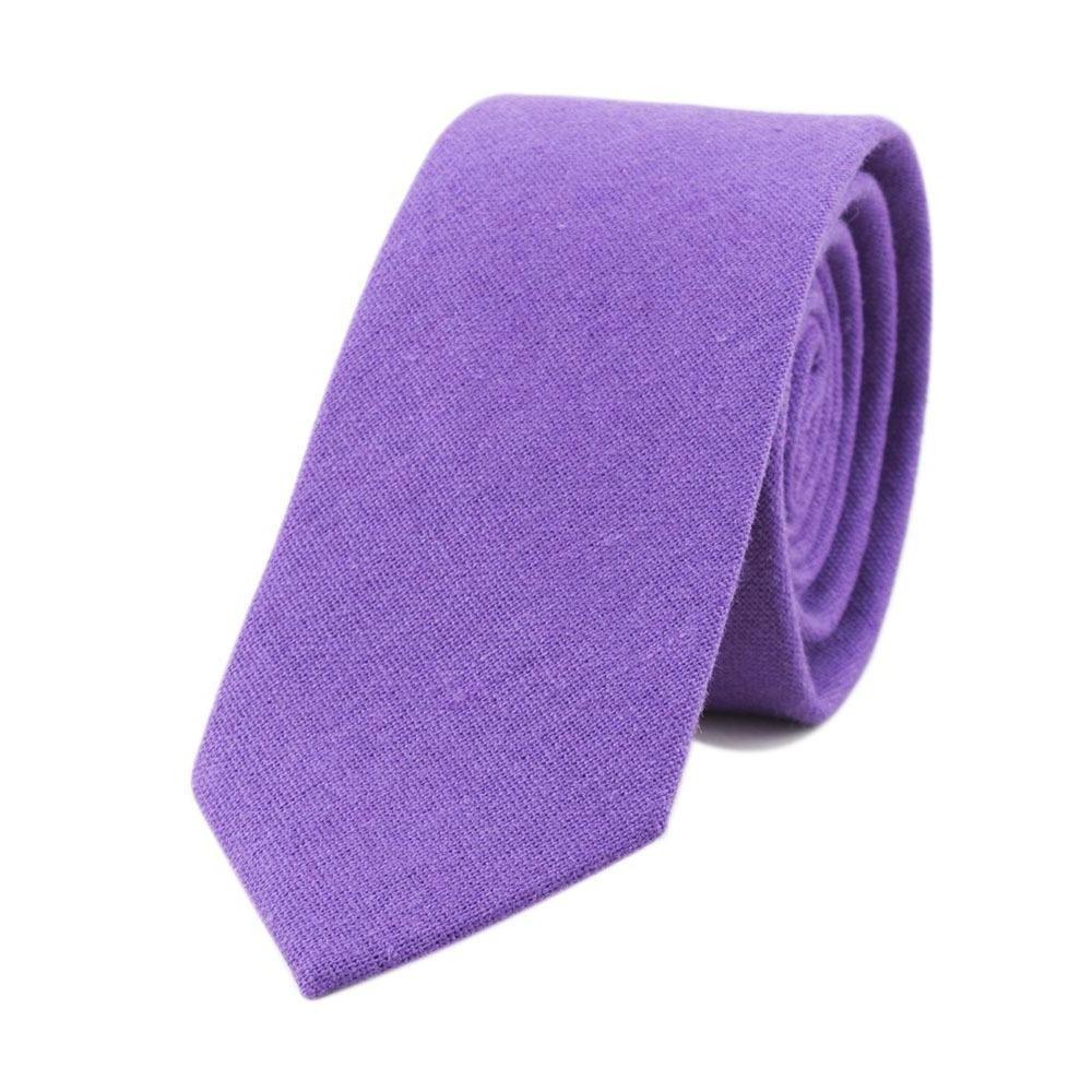 Textured Solid Linen Slim Tie GR Purple 