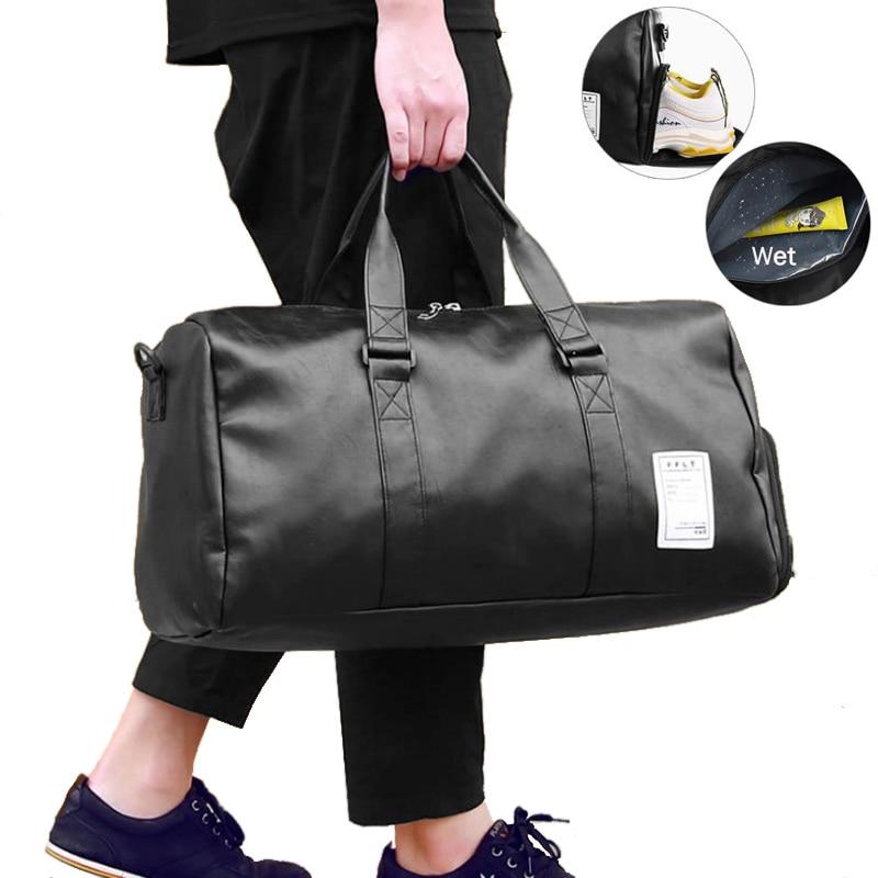 Thomas Leather Duffel Gym Bag With Shoe Packet GR 