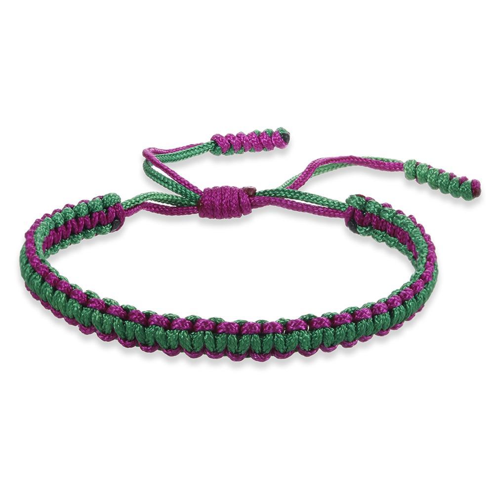 Tibetan Paracord Bracelet GR purple green 1 