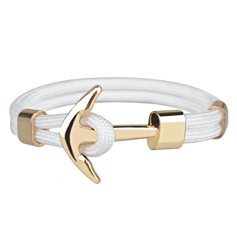 Torino Gold Anchor Bracelet GR White Solid 