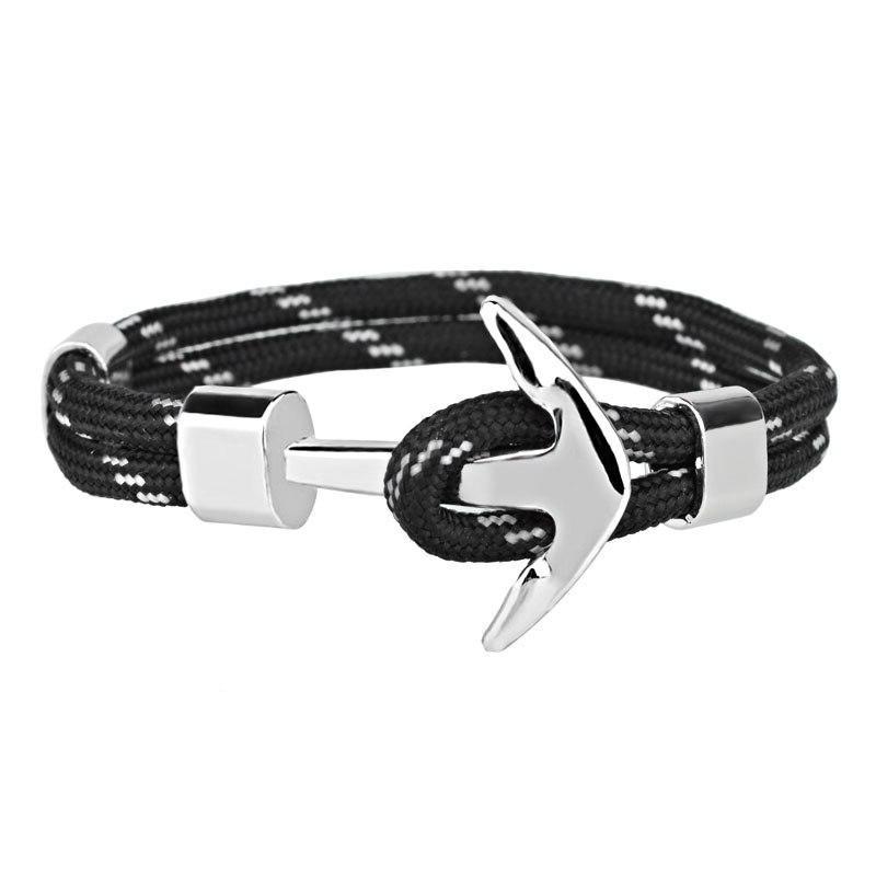 Torino Silver Anchor Bracelet GR Black & White Marine 