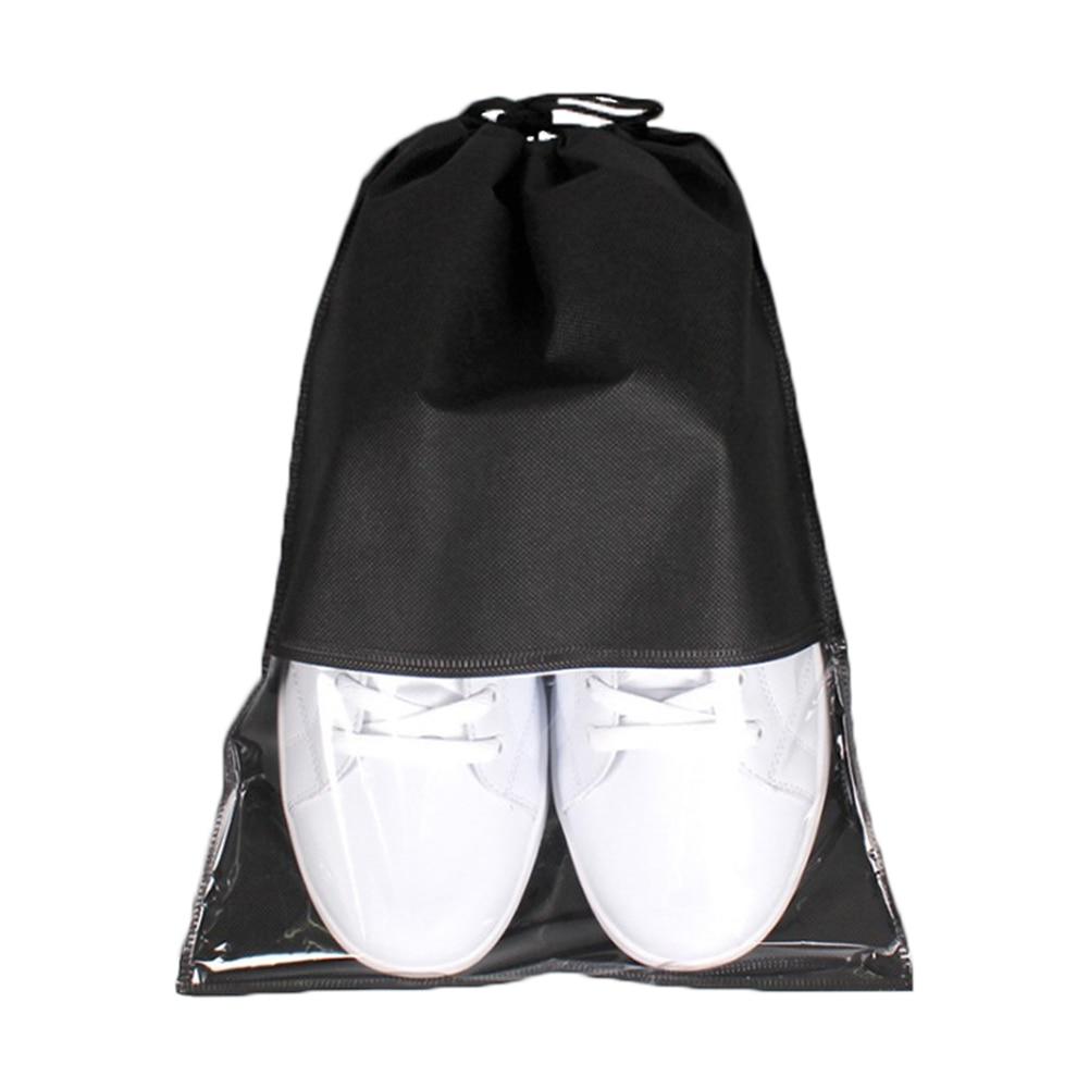 Transparent Dustproof Travel Shoe Bag GR Black L 