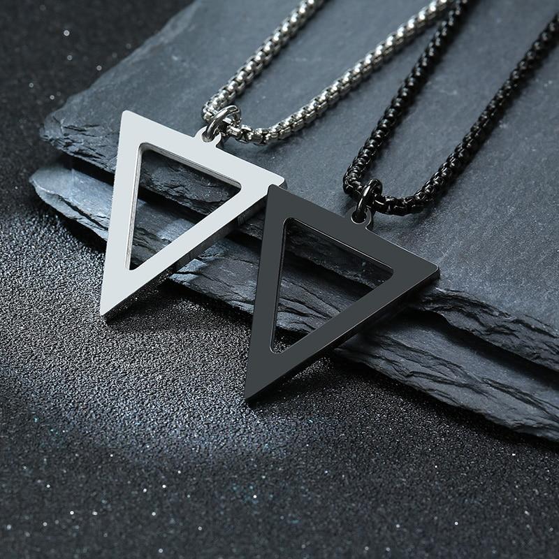 Triangle Minimalist Steel Pendant Necklace GR 