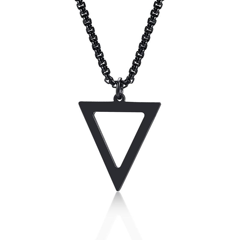 Triangle Minimalist Steel Pendant Necklace GR Black 