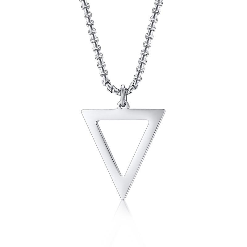 Triangle Minimalist Steel Pendant Necklace GR Silver 