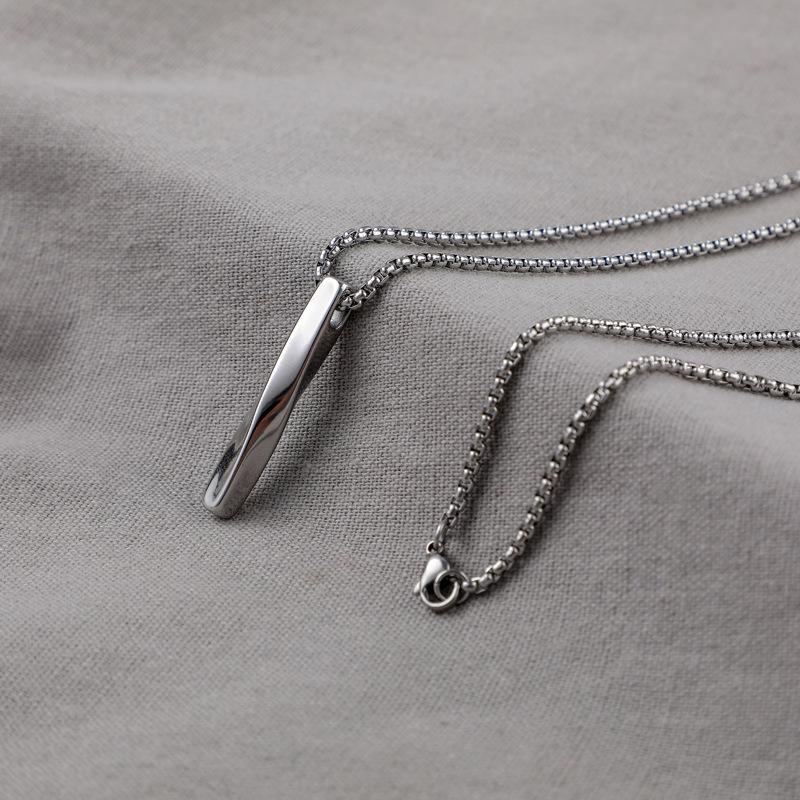 Twisted Minimalist Steel Pendant Necklace GR 