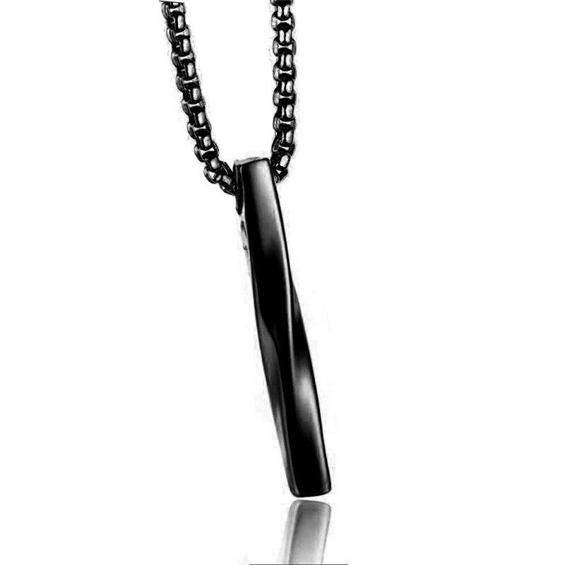 Twisted Minimalist Steel Pendant Necklace GR Black 