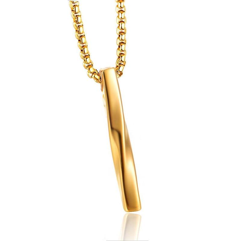 Twisted Minimalist Steel Pendant Necklace GR Gold 