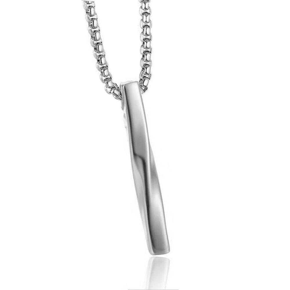 Twisted Minimalist Steel Pendant Necklace GR Silver 