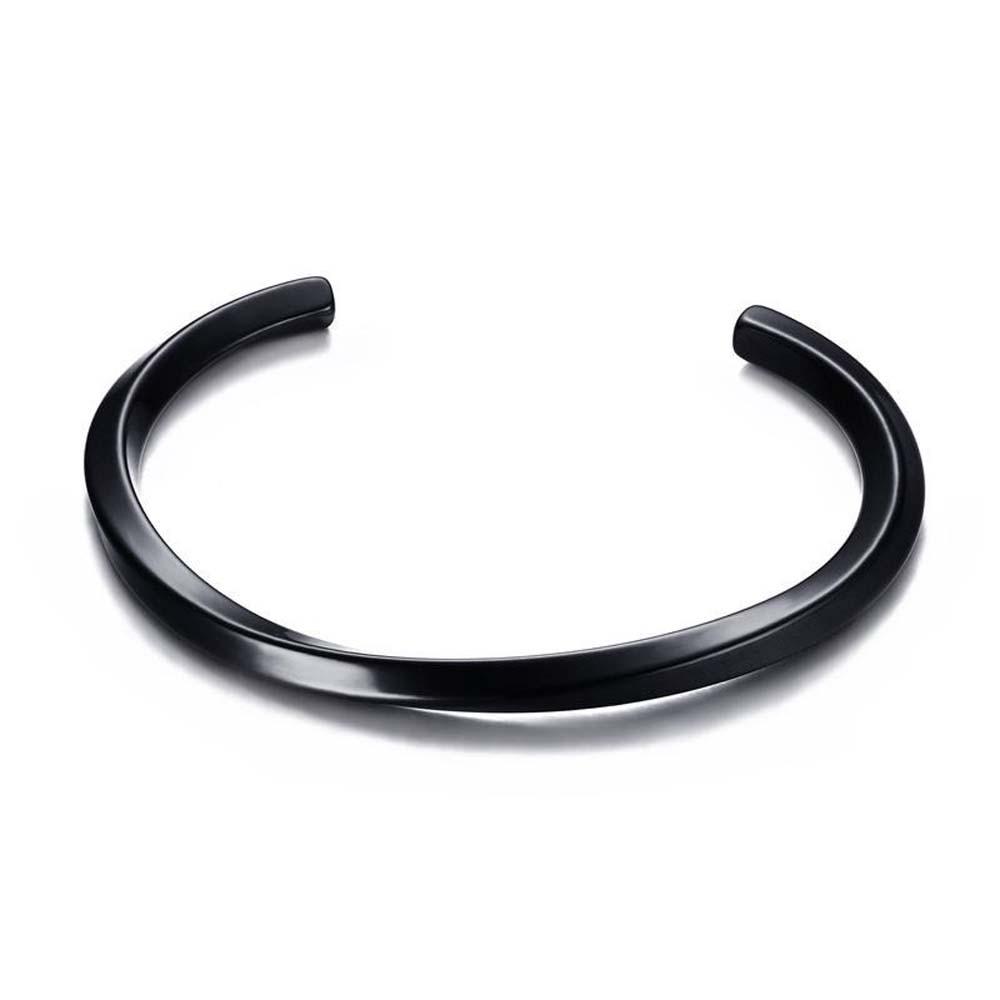 Twisted Stainless Steel Cuff Bracelet GR Black 