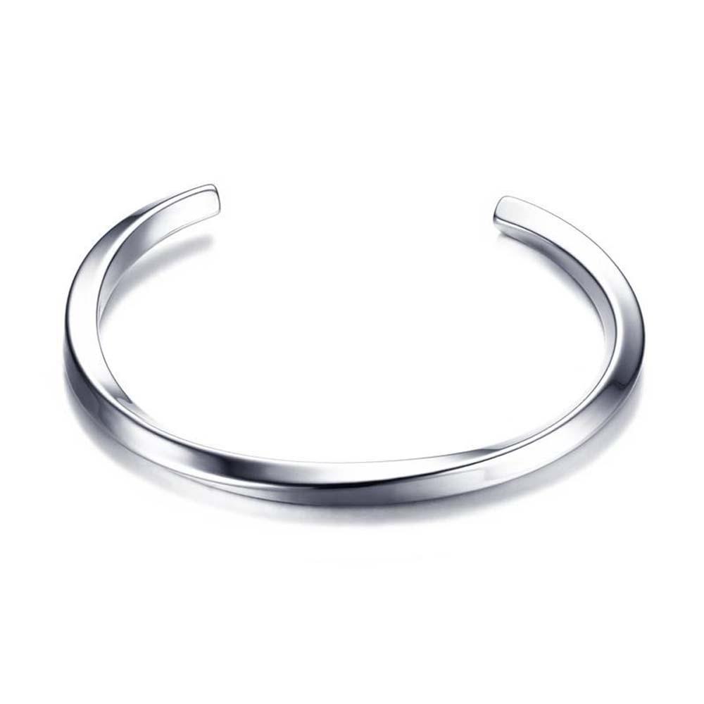Twisted Stainless Steel Cuff Bracelet GR Silver 