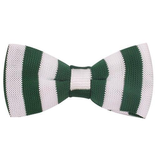 University Striped Knitted Bow Tie Pre-Tied GR Boston Green 