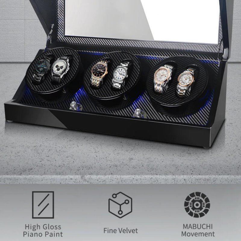 Walter Carbon Fiber 6 Slot Watch Winder & Display Box GR 